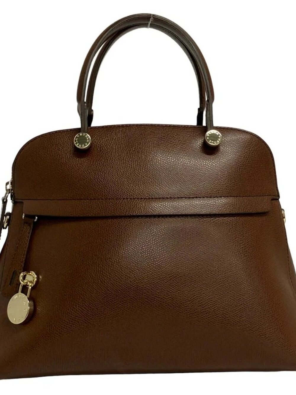 FURLA Piper Dark Brown Leather Handbag